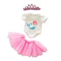18 Zoll Puppenkleidung Set Rosa Tutu Strampler Krone fuer 45cm Puppen Zubehoer - 18 Zoll / Rosa (Meerjungfrau Krone)