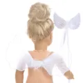 18 Zoll Puppe Engel Flügel und Zauberstab Set, weiße Feder Mesh Kostüm Zubehör. - Für 18 Zoll Puppe / Engel Weiß Feder Stil (PJ-004)