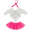 12-inch doll clothes set, white bodysuit with floral print, pink tutu skirt and ribbon. - 12-Inch Doll Clothes / Pink White Tie-dye