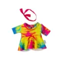 Buntes Batik Puppenkleid und süßes pinkes Schleifen Accessoire Set für 8 Zoll Puppen. - Batik Gelbes Kleid (Q8-044) / Passend Für 8-Zoll-Puppen