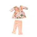 18 inch doll clothes set floral long sleeve top and ruffle pants for American girl dolls. - Q18-237 Pink Leaf Flower / 18 Inch Doll Two-Piece Set