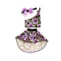 18 zoll puppenkleidung blumen kleid set mit schulterfreiem top rock und stirnband - Q18-499 Lila Blumenmuster Stil / 18 Zoll / Packung