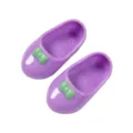 14 Zoll Puppenschuhe, süße lila Plastik Puppenschuhe mit grüner Schleife für Puppen - Flache Puppenschuhe Mit Grüner Schleife / Lila (XZ18-702)