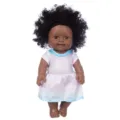 12-Zoll süße schwarze Babypuppe mit lockigem Haar und buntem Farbverlaufkleid für Kinder. - Gradient Rosa Blau Kleid (Q12-063)