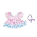 Schönes Schmetterling Print Puppenkleid und lilafarbenes Band Set für 8 Zoll Puppen Zubehör. - Rosa Und Blaues Schmetterlingskleid (Q8-022) / Passend Für 8-Zoll-Puppen