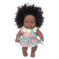 8-Zoll schwarze Baby Puppe Vinyl Reborn Puppe afrikanisches lockiges Haar Spielzeug - 8-Zoll-Vinylpuppen / Bunter Vogel Blumenrock