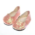 Glitzernde rosa Prinzessin Puppenschuhe für 18 Zoll amerikanische Puppen und 43cm Zubehör. - Pailletten-Rundschuhe (XZ18-708) / Für 18 Zoll Puppe / Hellrosa