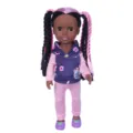 14 Zoll Schwarze Modepuppe mit Rosa Schwarzen Zöpfen 35cm Süßes Spielzeug für Mädchen - Schwarz Rosa Hoodie Hose Stil (Q14-014C-054) / 14 Zoll