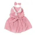 18 Zoll amerikanische Puppen Kleidung rotes gestreiftes Kleid mit Schleife Stirnband Set. - Rot Weiß Gestreiftes Kleid (QD18-109) / Kleid Mit Stirnband