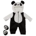 Pandabär Puppenkleidung Outfit mit Overall und Schuhen passend für 18 Zoll Puppen Spielzeug. - Für 18 Zoll Amerikanisches Mädchen Puppe / Schwarz-Weißer Plüschpanda