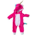 Rosa Einhorn Plüsch Puppen Strampler mit goldenem Horn und buntem Schwanz für Spielzeug - Fuchsien-Einhorn (Q18-893) / 18 Zoll American Girl Puppe