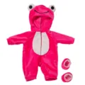 Rosa Frosch Pluesch Puppenkleidung Set mit Kapuze und Schuhe fuer 18 Zoll Puppen. - Für 18 Zoll Amerikanisches Mädchen Puppe / Rosaroter Plüschfrosch