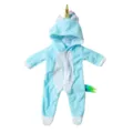 Süßer blauer Einhorn-Puppenanzug mit goldenem Horn und buntem Plüschschwanz für Puppen. - Blau Einhorn (Q18-895) / 18 Zoll American Girl Puppe