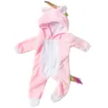 Rosa Einhorn Puppen Jumpsuit mit goldener Horn und buntem Plüschschwanz für Puppenkleidung. - Rosa Einhorn (Q18-896) / 18 Zoll American Girl Puppe