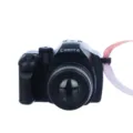 Miniatur Puppenhaus Kamera, Simulation DSLR Spielzeug für BJD Puppen und Zubehör mit Gurt. - Mini-Spiegelreflexkamera-Zubehör / Schwarze Kamera mit langem Objektiv (PJ-212-02)