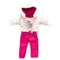 18 Zoll amerikanische Puppenkleidung Set mit Kapuzenjacke und rosa Hosen für Anziehaccessoires - Rosa Gestreift Daunenjacke Stil (Q18-569)