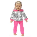 18 Zoll Puppenkleidung, silberne glänzende Daunenjacke und rosa Hose für Ankleidespiel. - Rosa Silber Daunenjacke Stil (Q18-567) / Geeignet Für Achtzehn Zoll American Girl Puppen
