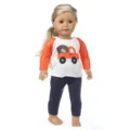 18 Zoll Amerikanische Puppe Kleidung Oranger Raglanpullover und Blaue Hose Set! - Oranges Auto-Set (Q18-646)