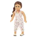 18 Zoll Puppenkleidung Set Blumen Jumpsuit mit Perlenkette und Sandalen fuer Puppe Variante - Beige Chiffon Outfit / Puppengröße