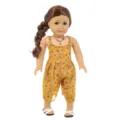 18 Zoll Puppen Kleidung Suesse Gelbe Blumige Jumpsuit mit Halskette und Schuhen Spielzeug - Senfgelb Chiffon Outfit / Puppengröße
