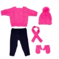 18-Zoll Puppenkleidung Set, pinker Strickpullover, Mütze, Hose, Schal und Handschuhe - Oberteil Und Unterteil / Passend für 18-Zoll-Puppen / Fuchsia