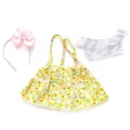 18 Zoll Puppen Kleidung Set Blumen Kleid Weißes Oberteil Schleife Haarband Spielzeug - Landhausstil (Q18-678) / Ohne Schuhe / Gelb Blumig