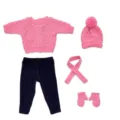 18-Zoll Puppenkleidung Set rosa Strickpullover Hose Mütze Schal Handschuhe für Puppen - Oberteil Und Unterteil / Passend für 18-Zoll-Puppen / Rosa