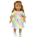 18 Zoll Puppenkleidung Regenbogen Stern Kleid Set süßes Spielzeug Puppen Outfit Zubehör - Regenbogenkleid (Q18-225)