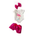 18 Zoll Puppenkleidung Set Flamingo Body Pailletten Shorts und Schleife Stirnband - Flamingo Shorts Stil (Q18-466)
