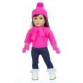 18 Zoll Puppen Kleidung Winter Strick Pullover Set rosa Mütze Schal Stiefel für 43cm Puppen - Rosaroter Pullover (Q18-788C) / Schuhe nicht enthalten