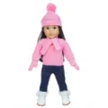 18 zoll puppe winter rosa strickpullover mütze schal stiefel set für puppen kleidung - Rosa Pullover (Q18-787C) / Schuhe nicht enthalten