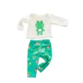Niedliches 45cm Puppenkleidung Set mit weißem Langarm-Frosch-Shirt und grüner bedruckter Hose. - Für 18-Zoll-Puppe / Jungen-Frosch-Stil (Q18-360)