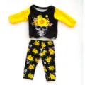18 zoll amerikanische puppenkleidung set halloween schwarzes oberteil sonnenblume totenkopf - Blumen-Skelett-Outfit (Q18-509) / 45 cm Puppenkleidung