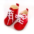 Niedliche 18 Zoll Puppen Lederstiefel Schuhe Zubehör für amerikanische Puppen Kleidung rot - Schnürlederschuhe / Rot (XZ18-609)