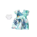 18 Zoll Puppenkleid süßes Blumenmuster Kurzarm Kleidung und weiße Unterhose Outfit - Kleines Blaues Blumenkleid (Q18-474C) / Passt Für 18 Zoll Puppen