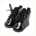 Schwarze Lackleder Puppenschuhe, süße Stiefel Zubehör für 18 Zoll Puppen Kleidung. - Schnürlederschuhe / Schwarz (XZ18-605)