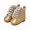 Goldene 18-Zoll Puppenstiefel mit weißen Schnürsenkeln, süße Puppenschuhe als Zubehör für Modepuppen. - Schnürlederschuhe / Gold (XZ18-608)