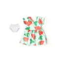 18 Zoll Puppenkleid süßer Erdbeerprint Sommeroutfit mit Höschen für amerikanische Puppen. - Erdbeerkleid (Q18-473C) / Passt Für 18 Zoll Puppen
