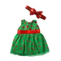Weihnachten Puppenkleid und Haargriff Set für 18 Zoll amerikanische Puppe grün glitzernd - Grüner Weihnachtskleid (Q18-203) / Passend für 16-18 Zoll Puppen