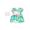 18 Zoll Puppenkleid Set mit floralem Kurzarmkleid und weißen Höschen für Puppen passend. - Weißes Blumen Blaues Kleid (Q18-472C) / Passt Für 18 Zoll Puppen