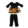 18 Zoll Amerikanisch Puppe Halloween Kostüm Schwarz Langarm Kürbis Kleid Und Hose Set - Schwarzes Halloween-Rüschen-Outfit (Q18-540) / 45 cm Puppenkleidung