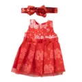 Weihnachts Puppenkleidung Set 18 Zoll amerikanische Puppe rotes Kleid mit Pailletten Stirnband. - 43cm / Kleid Und Stirnband Set (Q18-202) / Rot