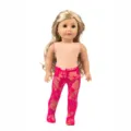 Rosa spitze strumpfhose und oberteil set für 18 zoll puppen, zarte blumenmuster kleidung. - Rote Leggings (PJ-039) / 18 Zoll / Echtes Rot