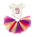 Niedlicher Baby Body und bunter Tüll Rock Set mit Einhorn Druck für Puppen und Kinder. - Einhorn Print Set (Q18-465) / Romper Mit Netzrock