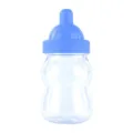 Detailansicht der kleinen blauen und klaren Plastikspielzeug-Babyflasche für Puppen. - Kleine Blaue Flasche (PJ-203-06)