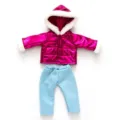 18 Zoll amerikanische Puppen Winterkleidung Set glänzender rosa Mantel blaue Hose Zubehör - Rosenrot Daunenjacke Stil (Q18-568) / Geeignet Für Achtzehn Zoll American Girl Puppen