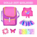 18 Inch Doll Clothes Backpack Set 45cm Girl Doll Accessories Butterfly Outfit - Butterfly Apparel Backpack Set (TM-295) / 18-Inch Doll Clothes Set / Pink Purple (Butterfly Floral)