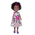 16 Inch Afro Black Doll African Dark Skin Girl Toy Dress Up Doll Beautiful Gift - Geometric Print Dress Style (Q16-006-XZ16-002-LTW16-005) / Black