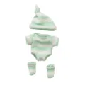 Gestreiftes Puppenkleidung Set mit Mütze Strampler und Socken für 7 Zoll Reborn Puppen - Q7-002 Stil (Nur Puppenkleidung) / 7-Zoll-Puppenkleidung