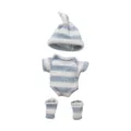7-Zoll Reborn Puppe Strick Outfit Süße Gestreifte Mütze Strampler Socken Set für Spielzeug - Q7-003 Stil (Nur Puppenkleidung) / 7-Zoll-Puppenkleidung